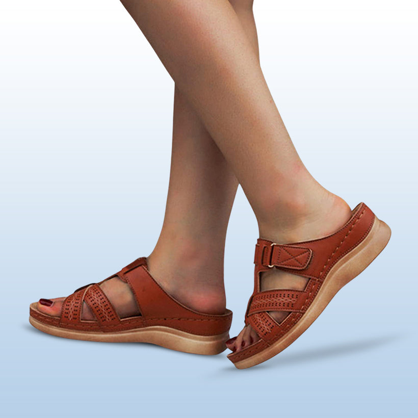 VoetSupport - Leren Orthopedische Slip-on Sandalen